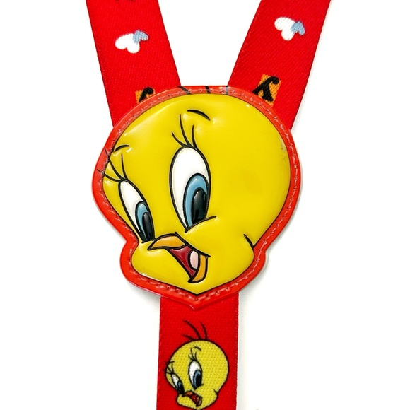Warner Bros Looney Tunes Tweety Bird Kids Pants Suspenders Yellow Red Stretchy - Picture 3 of 16